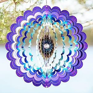 VP Home Floral Burst Mandala Kinetic Wind Spinner for Yard and Garden Wind Spinner Outdoor Metal Large Hanging Mandala Decor 3D Garden Art Wind Sculpture Spinners