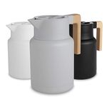 Hastings Collective Thermal Coffee Carafe 1.5 Liter - Large Stainless Steel Insulated Thermos - 50 oz Double Walled Vacuum Thermos Coffee and Beverage Dispenser with Tea Infuser and Strainer (Grey)