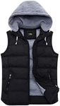 ZSHOW Womens Winter Vest Removable Hooded Cotton Padded Vest Jacket(Black,Large)