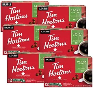 Tim Hortons Decaf, Medium Roast Coffee, Single-Serve K-Cup Pods Compatible with Keurig Brewers, 12 Count (Pack of 6), Red