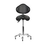 Cadiario Saddle Stool Rolling Chair with Back Support Swivel Adjustable Height Ergonomic Thick Seat Cushion with Wheels for Nail Lash Tech Esthetician Tattoo Artist Salon Hair Cutting Stylist Black