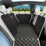 pecute Dog Car Seat Cover, Dog Hammock for Car Back Seat with Side Protection and Mesh Window, Scratchproof Nonslip Waterproof Back Seat Cover for Dog, Suitable for Cars/Trucks/SUV 135 X 148 cm Black