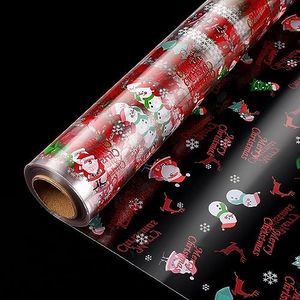 Choisyin Christmas Cellophane Wrap Roll,Christmas Decoration Clear Wrap for Gift Basket Unfolded Width 32” x 100Ft Cellophane Wrapping Paper Large Plastic Transparent Wrapping Paper Wrapper for Flower