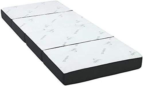 Giselle Bedding Foldable Mattress 180 x 70 x 10cm 4 Fold Folding Mattresses Floor Mat Cushion Covers Camping Portable Travel Sleeping, Sofa Bed Pad Home Office, Bamboo Fabric Single