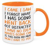 I Came I Saw I Forgot Mug - Birthday Christmas Funny Gift Present Novelty Unique Gift for Mum Dad Friend Sister Brother Grandparents Gift for Him Her Funny Quotes Coffee Mug (Orange)