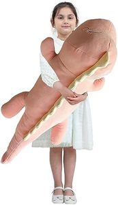 Aiuidun Almohada de Peluche de Dinosaurio, Almohada Larga de Peluche de Dinosaurio, Almohada Lumbar para la Espalda, muñeca de Juguete, Regalo para niños. (80cm/31.4inch, Pink - Happy)