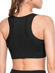 Yvette Zip Front Sports Bras for Women High Impact Full Support Plus Size Bras, Black, M+