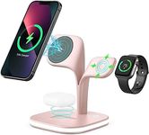 UNIGEN AUDIO MAGTEC 500 4-in-1 Foldable Mag-Safe Charging Station Compatible with iPhone 16/15/14/13/12, Apple Watch SE/7/6/5/4/3/2 Edition - Stay Connected and Powered Up with Style (Pink)