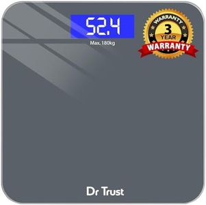 Dr Trust USA Platinum Electronic Weight Machine for Body Weight, Digital Weighing Scale for Human Body, Digital Bathroom Scale with Thick Tempered Glass, Large LCD Display, 3 Year Warranty (Grey)