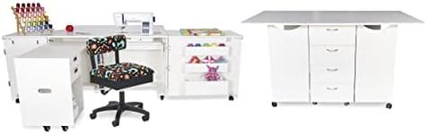 ARROW SEWING CABINETS Ash White Kookaburra with Aussie, Mat and Notions Hydraulic Chair