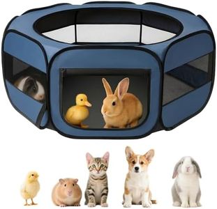 UWE Extra Large Small Animal Playpen, XL Portable Pet Playpen for Rabbit, Kitten, Guinea Pig, Hamster, Puppy – Waterproof Foldable Mesh Tent with Zipper Cover, Indoor Outdoor Use, Blue