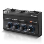 4-Channel Portable Stereo Headphone Amplifier - Professional Multi Channel Mini Earphone Splitter Amp w/ 4 ¼” Balanced TRS Headphones Output Jack and 1/4" TRS Audio Input For Sound Mixer - Pyle PHA40