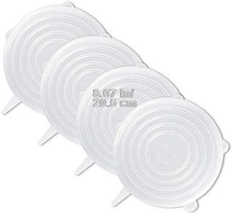 LELE LIFE 4 Pack Same Size Silicone Stretch Lids, Thicker Reusable Sturdy Silicone Container Cover, Expandable Food Storage Covers, Dishwasher and Freezer Safe, 8.07in(20.5cm)