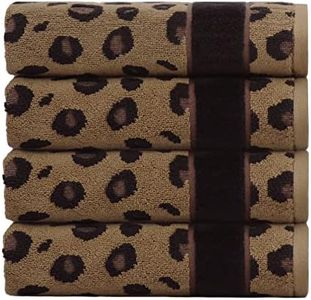 COTTON CRAFT Set di 4 asciugamani decorativi Safari, 100% cotone, jacquard per il viso, super morbido, ad asciugatura rapida, assorbente, di lusso, facile manutenzione, 16 x 28 cm