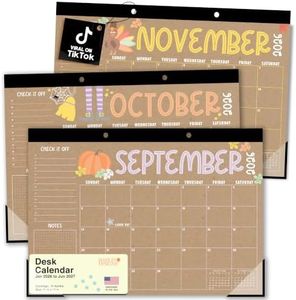 Hadley Designs Large Desk Calendar 2026-2027 - Monthly Teacher Desk Calendars 2026-2027 Desktop Calendar 2026, 18 Month 2026 Desktop Calendars, Cute Kraft Classroom Decor Teacher Must Haves