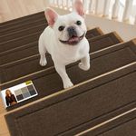 Non-Slip Stair Treads for Wooden Steps Indoor, 15 Pack 8" X 30" Edging Stair Rugs with TPE Backing,0.45" Thick Carpet Stair Treads for Kids Elders & Pets, 100% Polyester Soft Stair Runners, Brown