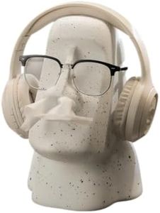 KESHEYOUXUAN Moai Tissue Box & Headphone Holder Stand, Resin