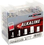 ANSMANN Battery Storage Organiser Including Alkaline Batteries [1 Case with 35 Alkaline Batteries] Plastic Battery Case with AAA, AA, C, D and 9V Alkaline Batteries 1520-0004