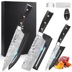 MOSFiATA Professional Chef Knife Set with German High Carbon Stainless Steel Kitchen Knife Set 3 PCS-8" Chefs Knife &7" Nakiri Knife&5" Utility Knife, Knives Set for Kitchen with Gift Box