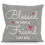 NATSUNO My Friend Pillow Case,Friends Throw Pillow Covers 18X18,Friendship Gifts for Woman,Thank You Gifts for Friends,Birthday Gifts for Friends,Blessed to Have A Friend Like You Pillow Cover(Grey)