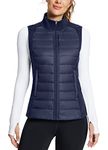 BALEAF Women's Lightweight Warm Puffer Vest Running Winter Hybrid Sleeveless Quilted Water Resistant Jacket, Blue, Small