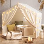 Tiny Land Kids Tent with Mat and Star Lights, Kid Play Tent for Toddlers, 57"x36"x52" Toddler Tents for Girls, Large Reading Tents - Indoor Playhouse for Boys, Modern Large Bed Tent for Room