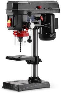 2.5A Benchtop Drill Press 5 Variable Speed 740-3100 RPM, 0-45° Tilting Work Table with Clear Safety Guard for Wood Metal Drilling
