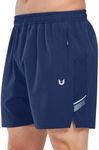 NORTHYARD Men's Athletic Running Shorts 5" Quick Dry Lightweight with Zip Pockets Gym Workout Active DARKBLUE 2XL