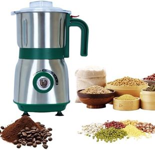 Electric Spice and Nut Grinders - 3 Stainless Steel Blades, 1 Filter, 1 Brush - 500W Grinder for Kitchen, Dry Use (Green)