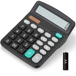 Bimormat Desktop Calculators Solar & Battery Power 12 Digit Large LCD Display with Included AA Battery Power for Business Office School Home(classic black)