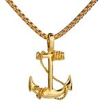 EZUY GNAY Fashion Retro Nautical Anchor Pendant Necklace Stainless Steel Jewelry Anchor Chain Accessories for Men&Womens, Metal