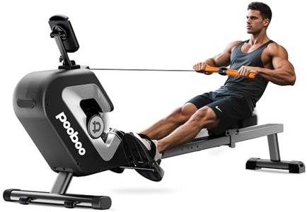 pooboo Rowing Machine, Max 350 LBS Magnetic Rower with LCD Monitor, Tablet Holder, Upgraded Rowing Machines for Home use (Orange)