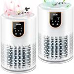 2 Pack Air Purifiers for Home Bedroom,Aircillin H13 True HEPA Filter Air Cleaner Remove 99.97% 0.3 Micron Particles/Smoke/Pet Dander/Pollen/Odor/for Office, Dorm, Apartment, Kitchen (AP0801)