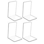 Hiziwimi 4Pcs Clear Acrylic Bookends with Non-Slip Stickers, Bookends for Bedroom Library Office School and Desktop Organizer Decoration Gift (4)