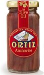 Ortiz Anchovies in Extra Virgin Olive Oil, Firm Buttery Fillets with a Rich Umami Taste, Wild Caught in Spain, Great for Pizza, Pasta and Caeser Salad, 3.3oz Glass Jar (Pack of 1)