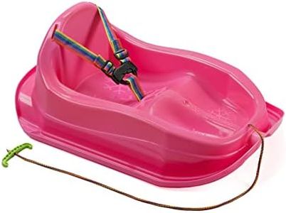 GaGaDumi Sledge Mini Luge en Plastique pour Enfants, Mini bob en Plastique Robuste, jusqu'à 20 kg, jusqu'à 3 Ans, Forme Ergonomique, Dossier Haut, Ceintures de sécurité (Rose)