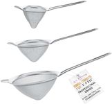 U.S. Kitchen Supply - Set of 3 Premium Quality Extra Fine Twill Mesh Stainless Steel Conical Strainers - 3", 4" and 5.5" Sizes - Chinois to Sift, Strain, Drain and Rinse Vegetables, Pastas & Teas