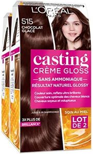 L'Oréal Paris Casting Crème Gloss Coloration Ton sur Ton pour Cheveux - Sans Ammoniaque - Chocolat Glacé (515) - Lot de 2