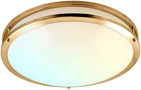 LUXRITE 18 Inch LED Flush Mount Ceiling Light, 5 Color Selectable 2700K | 3000K | 3500K | 4000K | 5000K, Dimmable Ceiling Light Fixture, 24W, 2160 Lumens, Energy Star, ETL Listed, Brushed Brass