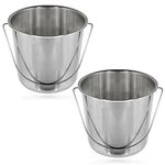 SPARES2GO 12 Litre Stainless Steel Handled Pail Bucket (Silver, Set of 2)