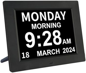 [2024 Newest] Digital Day Calendar Clock 3 Medicine Reminders Extra Large 8 Inch Non-Abbreviated Day Date Month Dementia Senior Clocks for Eldarly Memory Loss Vision Impaired Clock