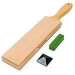 SHARPAL 205H Leather Strop (Genuine Cowhide) 33 x 6cm Kit with 2 Oz. Polishing Compound & Angle Guide, Knife Stropping Block for Sharpening & Honing Knives, Straight Razor, Woodcarving Chisels