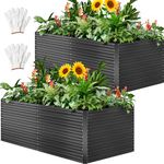 YITAHOME 6x3x2ft Raised Garden Bed Kit, Outdoor Large Metal Patio Planter Box with 2 Gloves, Support Rod, and Safe Edge Curling Design for Plants Vegetables Flowers,Black