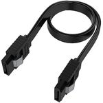 Etzin SATA Cable III 6Gbps Straight HDD SDD Data Cable with Locking Latch 16 inches Compatible for SATA HDD, SSD, CD Driver, CD Writer, Black