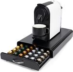 SYSYLY Coffee Capsule Holder Drawer Compatible for nespresso Pods - Max. Capacity 60 - Coffee Machine Stand - Non-Slip,Pods Dispenser, Metal Drawer