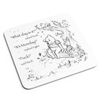 Sarcastic Winnie the Pooh and Piglet Coaster SKETCH - Novelty Cute Sweet Funny Rude Swear Quote Saying Monday Best Friend Pig Bear Home Decor Gift Present (White Prime)