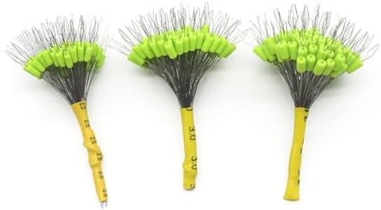 PDXGGB 300 Pcs Big Green Rubber Fishing Bobber Stopper,Float Sinker Stops, 6 Size Cylinder Fishing Peg Float Stop Available