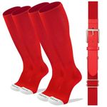 Londkaron Elite Baseball/Softball Socks & Belt Combo (2 Pairs of Socks with 1 Belt), Red, Medium