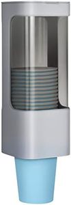 LBTING Water Cooler Cup Dispenser, Pull Type Cup Holder Fit 3oz - 6 oz Small Bathroom Disposable Cups, Adhesive Wall Mounted Cup Dispenser - Gray
