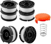 AF 100 Weed Eater Replacement Parts fit for Black and Decker AF-100 GH600 GH900,Replacement RC-100-P Spools Caps&Springs and 30ft 0.065" String Trimmer Line,(6 Spools+1 Cap+1 Spring)
